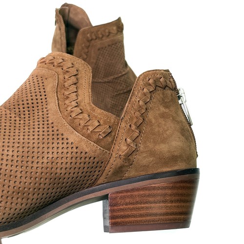 Vince Camuto Palmina Brown Perforated Suede Ankle Booties Women's Size 8.5 - Picture 10 of 16