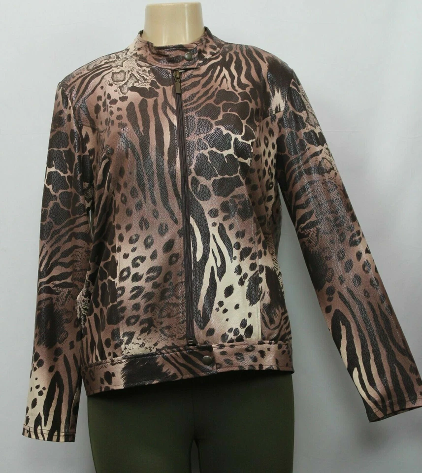Effortless Style by Citiknits Women's Jacket Animal Print Brown Size M - Image 3 of 4