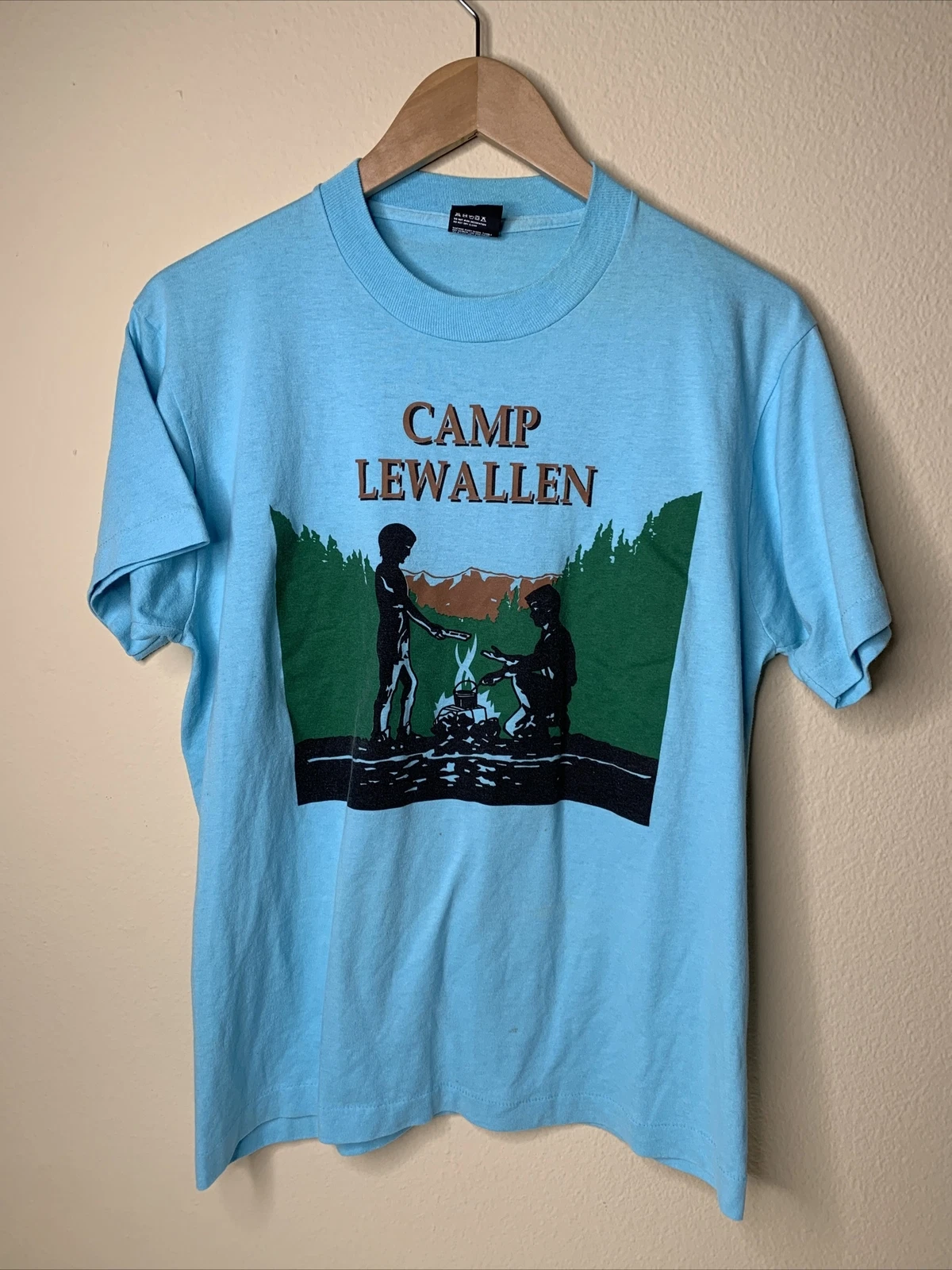 Vintage Camp Lewallen Shirt Mens Sz L Boy Scouts Art Promo Tee 90s