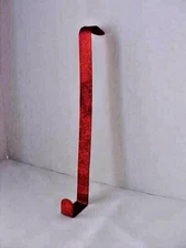 Red Metal Christmas Holiday Wreath Over Door Hook Hanger Glitter 12" 1" Wide 