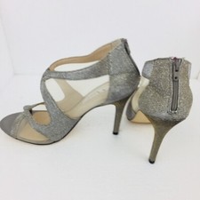 Nina New York-Women's Silver Shimmery Glitzy Pumps Open-toe 4 Heel. Sz 8M.