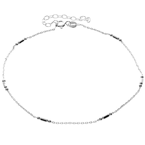 925 Plata de Ley Anti-manchas Recubierto Triple Cuentas Liso Tobillera - Imagen 5 de 5