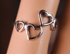 Sterling Silver Hearts Ring Four Heart Silhouettes Dancing Whimsically