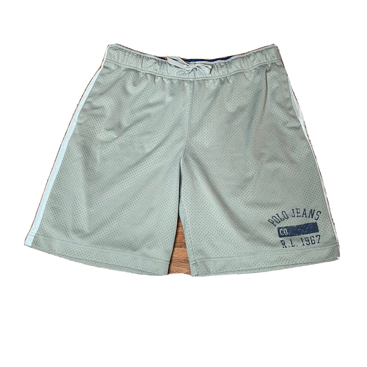Polo Jeans Company Men s Large RL 1967 Basketball Shorts Gray Mesh