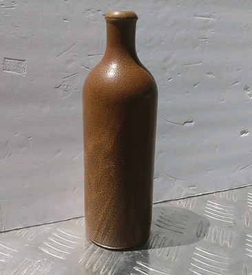 Vintage MKM Max Kruger Pottery Stoneware Bottle Vase Gold Brown .75L Germany 