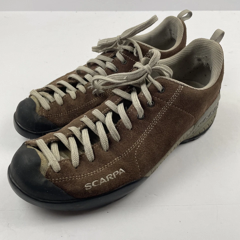 Zapatos Scarpa Mojito Hombre’s 8 Mujer’s 9 Marrón Gamuza Vibram Senderismo Parte Superior Baja Con Cordones Foto 2 de 4