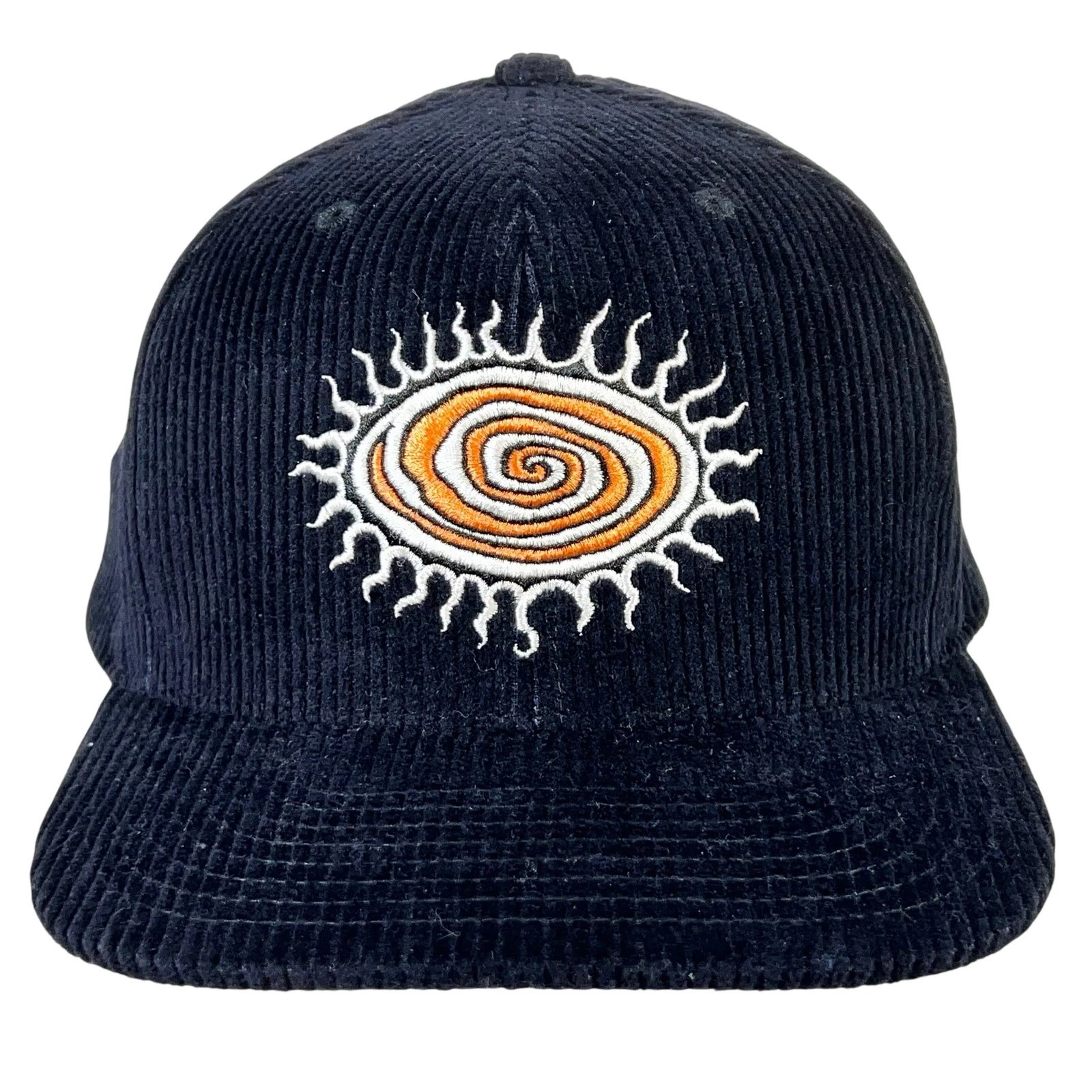 Vans Off The Wall Sun Swirl Embroidered Sun Black Curdory Snapback Hat Cap New