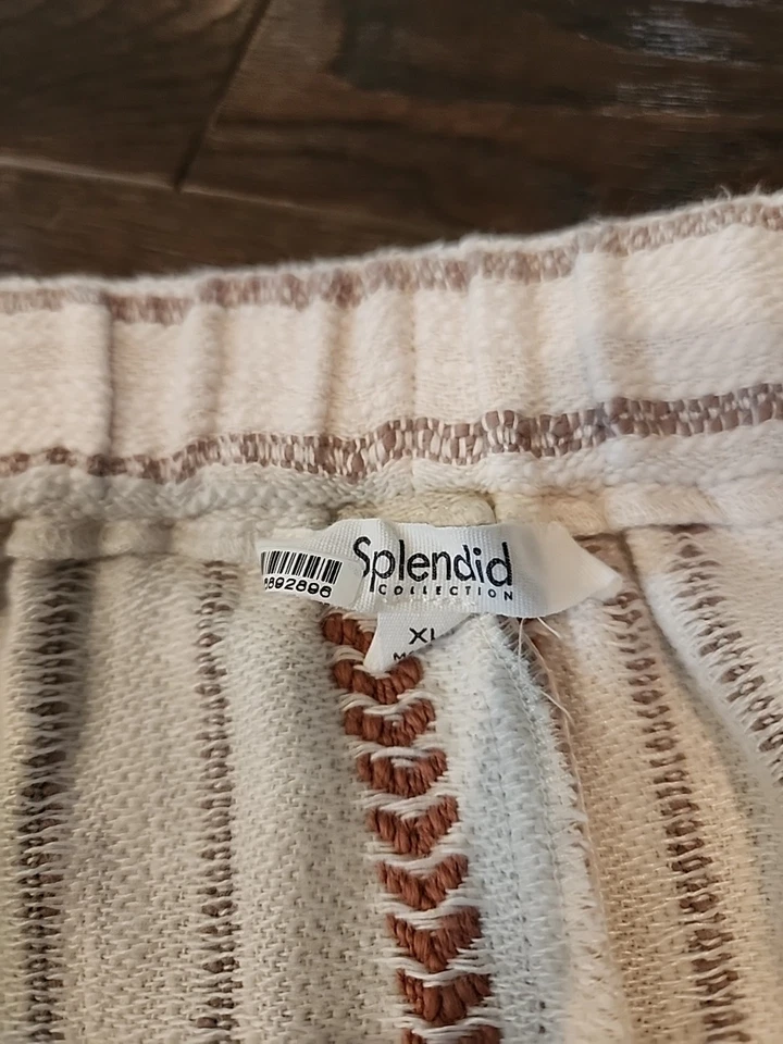 Espléndida Minifalda Devyn Mezcla Algodón - Rayas Marfil/Marrón Talla XL - $148 DEFECTUOSA Foto 4 de 4