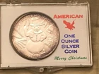1 oz .999 Fine Silver Round American 1992 Happy Holidays Snowman