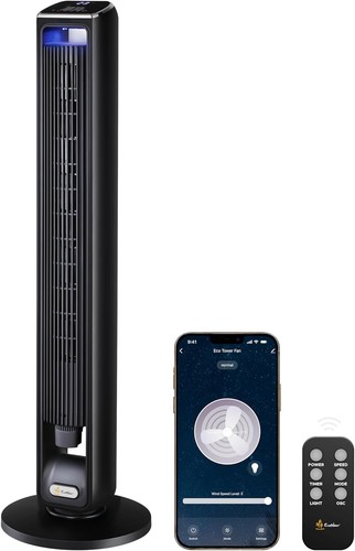 Smart Tower Fan 42" Blows COLD AIR Floor Standing Digital Osc Remote Wifi Alexa