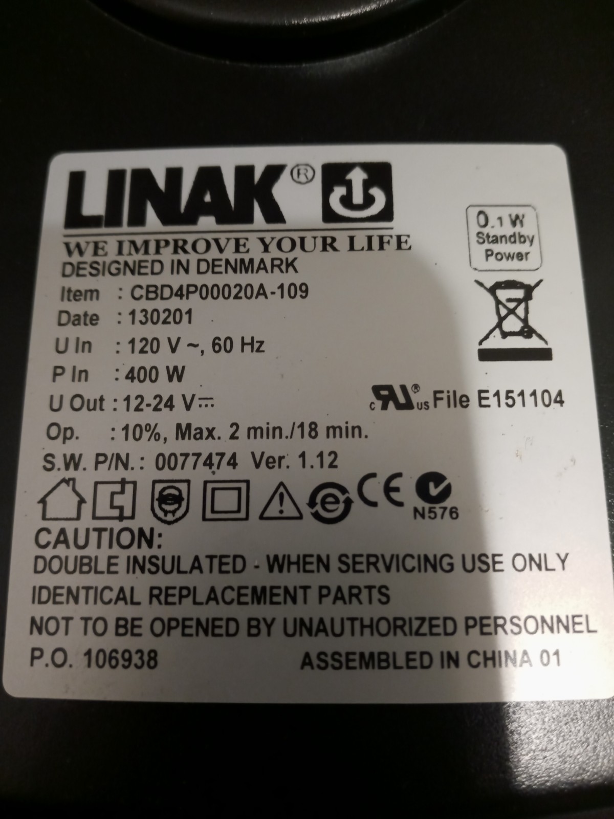Linak CBD4P00020A-109 Dual Channel Actuator Controller Unit Fully functional