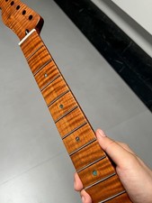 AAAA Reverse headstock 22fret Roasted flame Maple Electric Guitar Neck Satin