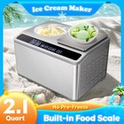 No Pre-Freezing 2Qt Ice Cream Maker Machine with LCD Display for Yogurt, Gelato