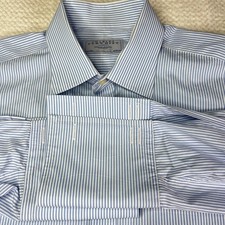 Charles Tyrwhitt Mens Blue Stripe Dress Shirt 16 34in French Cuffs