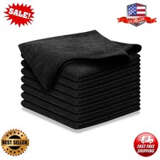 Premium 300GSM Microfiber Cleaning Cloth - 12.5x12.5 High 8 pack Black