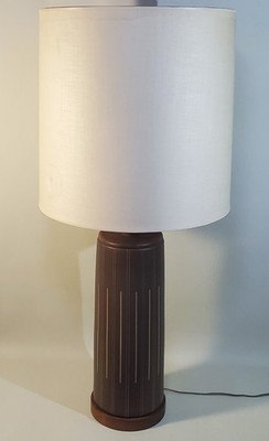 Vintage 1966 Marshall Martz Table Lamp Wood Base MCM 41'' With Lampshade 7' Cord