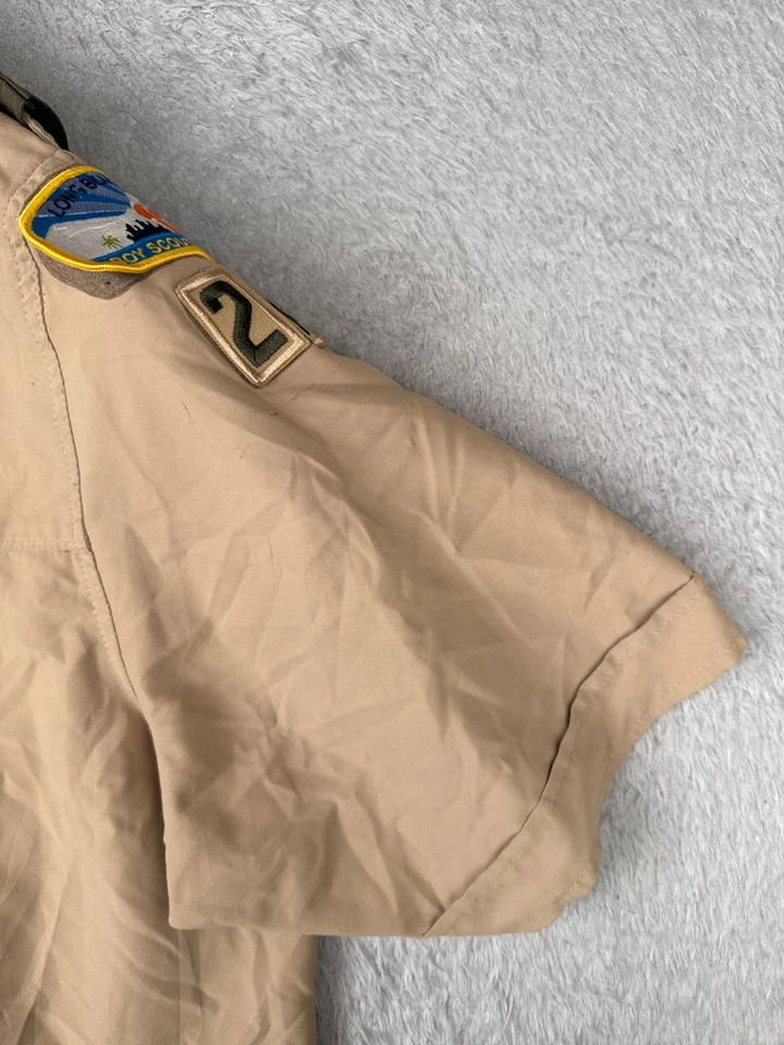 Camisa Boy Scouts of America Adulto 2XL XXL Beige 100% Poliéster Ventilada Manga Corta Foto 2 de 4