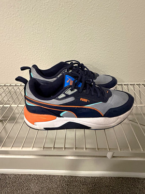 PUMA Speedcat Men s Low Top Lace-Up Suede Sneaker, Colorblock Navy/Gray/Orange