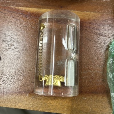 Vintage MCM Lucite Telephone Coral Sand Hour Glass Telephone Timer Paperweight