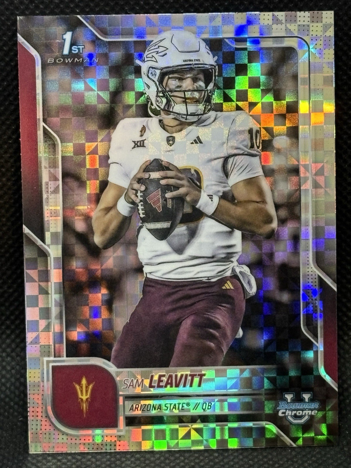 Sam Leavitt 2025 Bowman University Chrome 195 X-Fractor 1st Bowman Arizona State