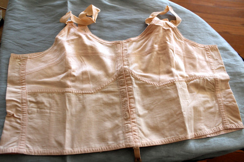 Antique Long Bra Hook Front 36? Pink Cotton & Nylon