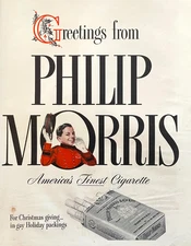 1941 Philip Morris Cigarettes Christmas Vintage Print Ad Giving Holiday Packings