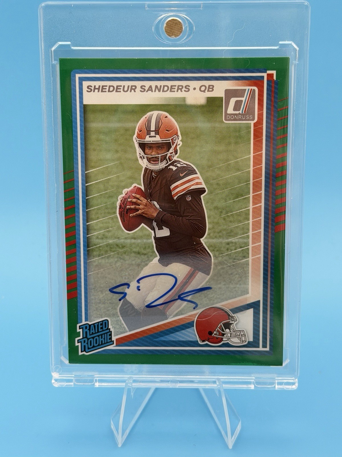 2025 Panini Donruss Rated Rookie Shedeur Sanders #306 Green Autographs (AU, RC)
