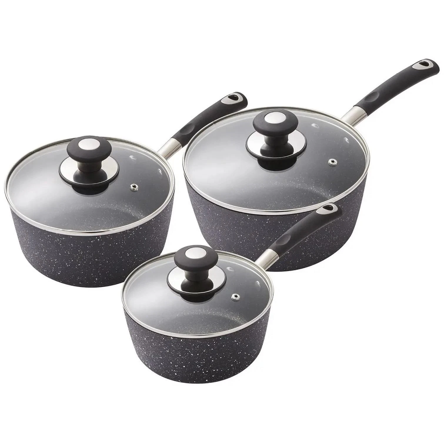 Tower Precision 3 Piece Saucepan Set Non Stick Induction Pan 18 20 22cm Black Ne