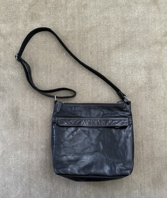 Jack Georges Voyager Black Leather Crossbody Bag Adjustable Strap