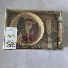 Tabletops Unlimited Winter Wonderland 2pc Hand Painted ROUND DIP & MIX set