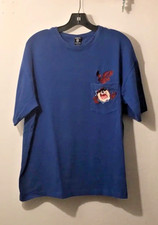 Large vintage tag pocket tee 90’s Y2K blue vtg Tasmanian devil Warner bros.