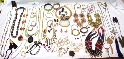 Vintage Costume Gold Tone Jewelry Lot, Chunky - 57 Pieces!