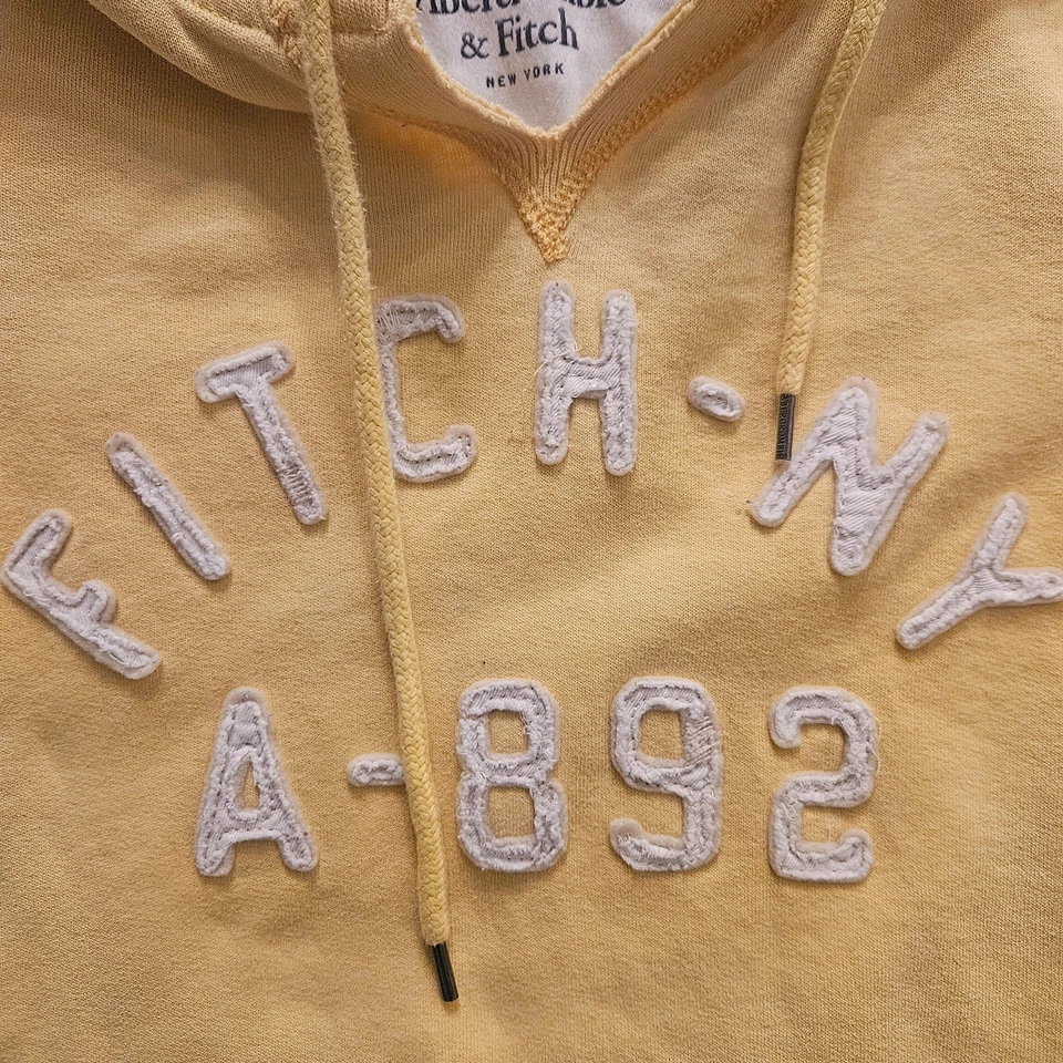 Pullover con capucha amarillo Abercrombie & Fitch - mediano para mujer - aspecto vintage Foto 3 de 4