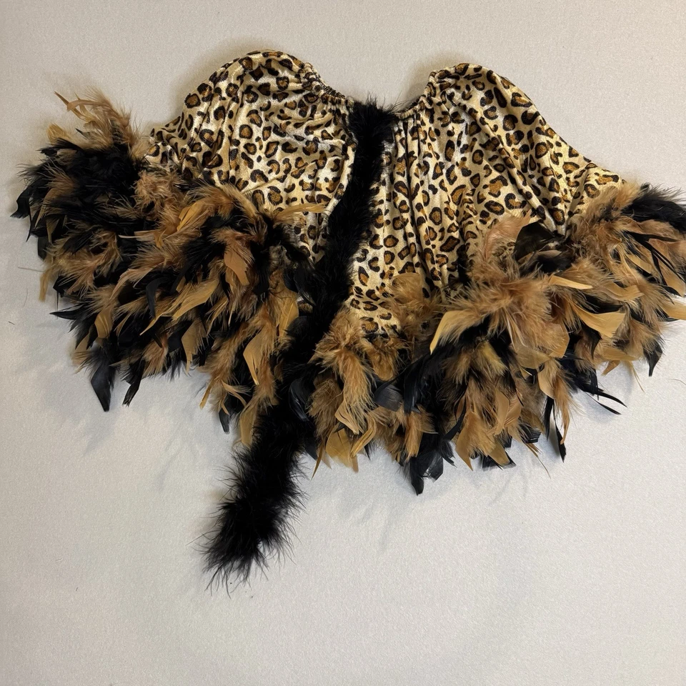Disfraz elástico de leopardo Princesa Paraíso para niños con plumas tostadas/negras talla S 5/6 Foto 3 de 4