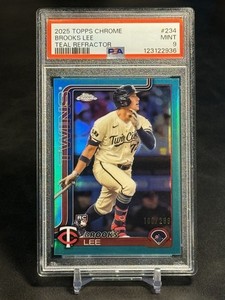 2025 Topps Chrome #234 Brooks Lee Rookie RC Teal Refractor /299 PSA 9 Twins