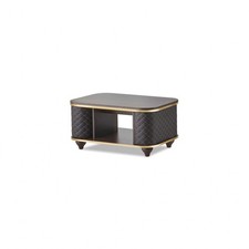 Stolik kawowy brązowy czarny nowoczesny prostokątny wkładka wystrój biura