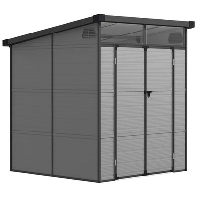 Gerätehaus Kunststoff 3,24m³ 190x191x215cm Geräteschuppen mit Pultdach Hellgrau