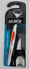 Reach Access Flosser with Disposable 8 Snap On Floss Heads SEALED Orange