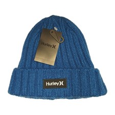 Hurley Chunky Knit Royal Blue Beanie    Trendy Style Winter Hat, Logo