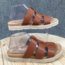 Easy Spirit Sandals Womens 8.5 M Salana 3 Slides Brown Faux Leather Casual Open