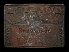 NF25151 VINTAGE 1970s  GENUINE BUDWEISER LAGER BEER  BOOZE BRASSTONE BUCKLE
