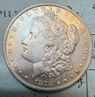 1878 Silver Morgan Dollar Reverse 7/8 Tail Feathers Strong- AU