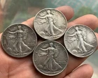 Bulk Lot of 4 1919-1929-S Half Dollar Walking Statue of Liberty Silver Coin