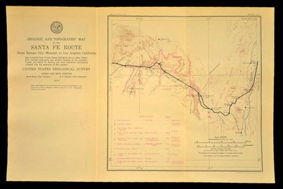 1915 Antique Map of Santa Fe Railroad Line Mount Taylor New Mexico Geological