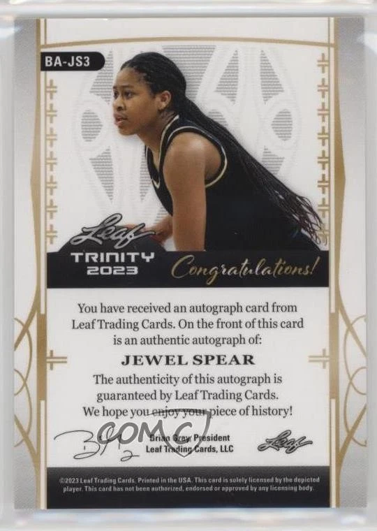 2022-23 Leaf Trinity Holo Silver /15 Jewel Spear #BA-JS3 Auto - Image 2 of 2