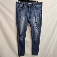 SO Jeans Size 9 Low Rise Ultimate Jegging Distressed Blue Rips Juniors Y2K