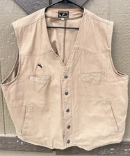 Wyoming Traders Men's XXL Beige Canvas Vest. Conceal carry Tactical