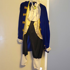 KIDs Blue/Gold Colonial Pirate Costume Complete Outfit w/ Pants Cravat Hat