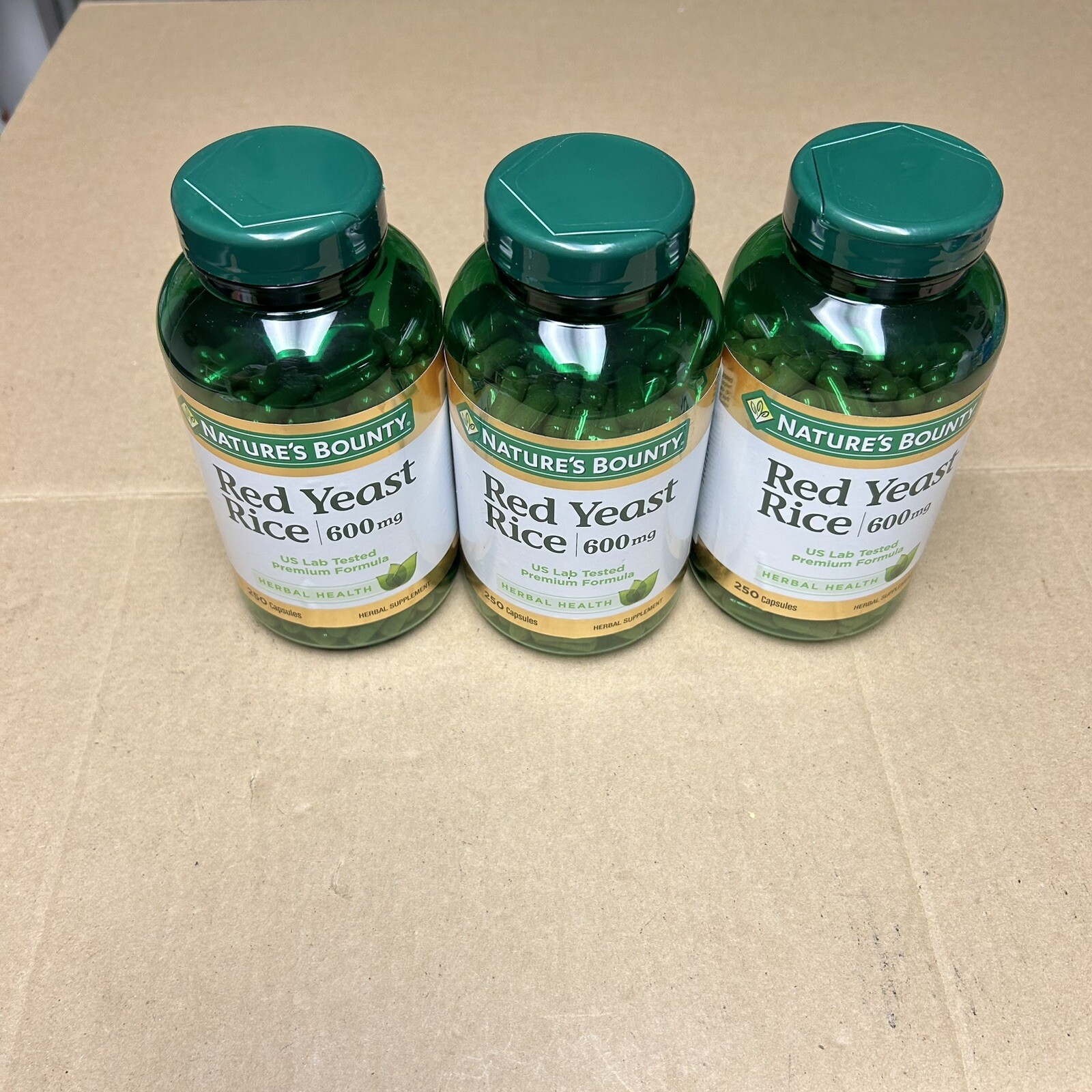 (3) Nature's Bounty Red Yeast Rice 600 mg 250 Caps Lowers Cholesterol Exp 2/27