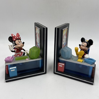 RARE Disney Mickey & Minnie Mouse 80 s 90 s Computer Bookends Some broken parts.